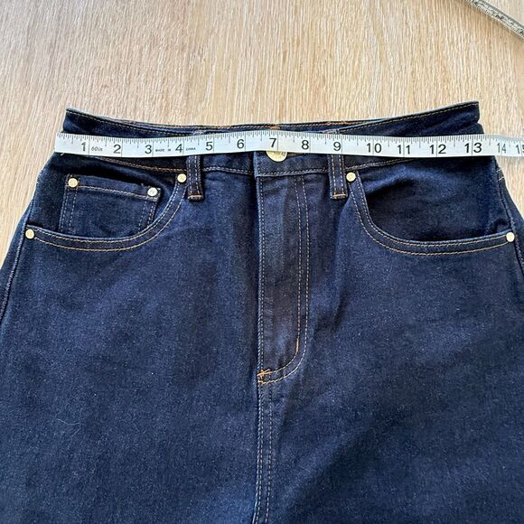 NEW NWT MESHKI Janessa Straight Leg Denim Jeans High Waist Indigo Blue - Picture 9 of 15